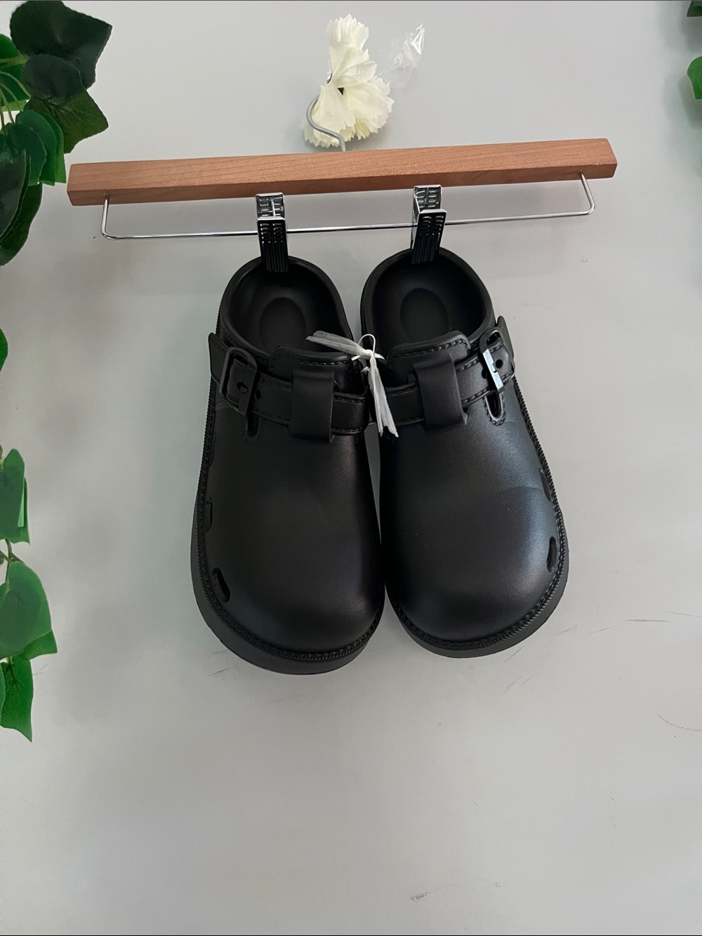 Kids Black Buckle Clog Sandals for Everyday Play